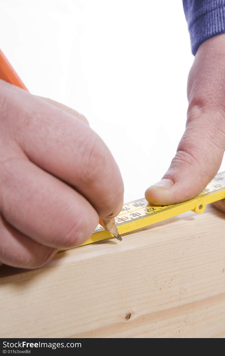 Close up of marking wood