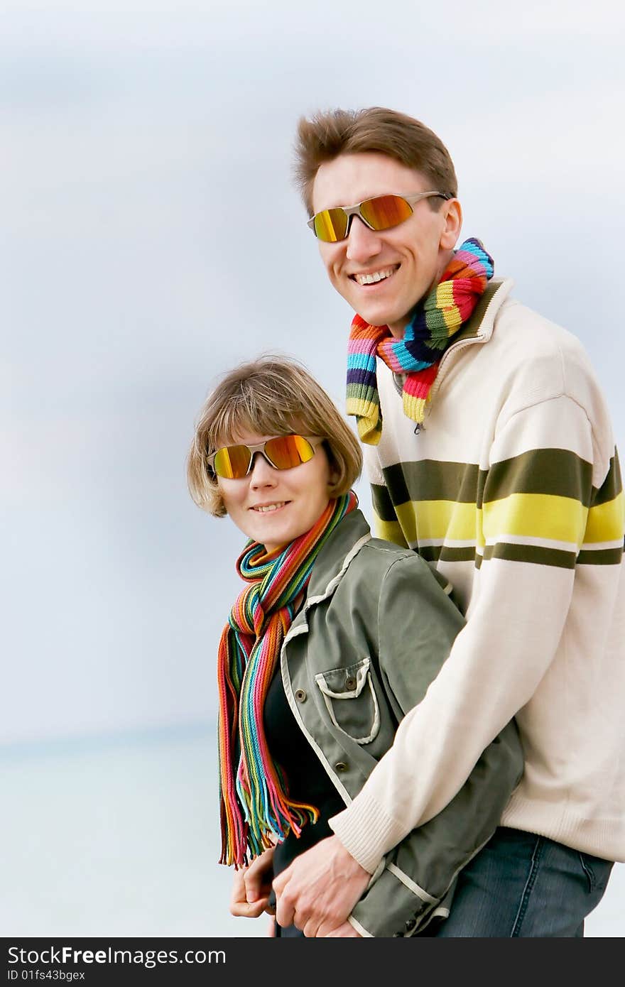 Young Couple Portrait, Isolated