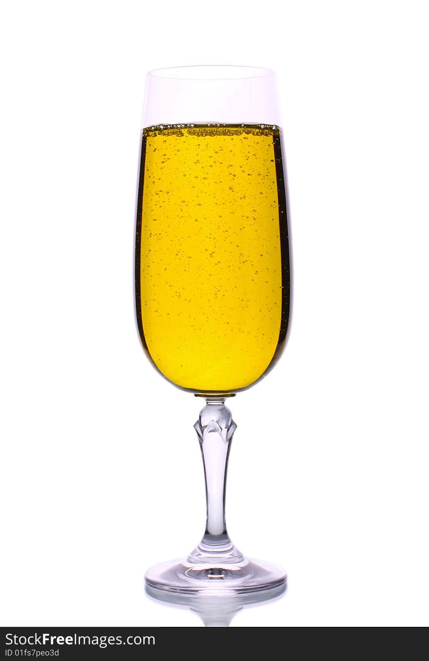 Classic champagne glass isolated on white