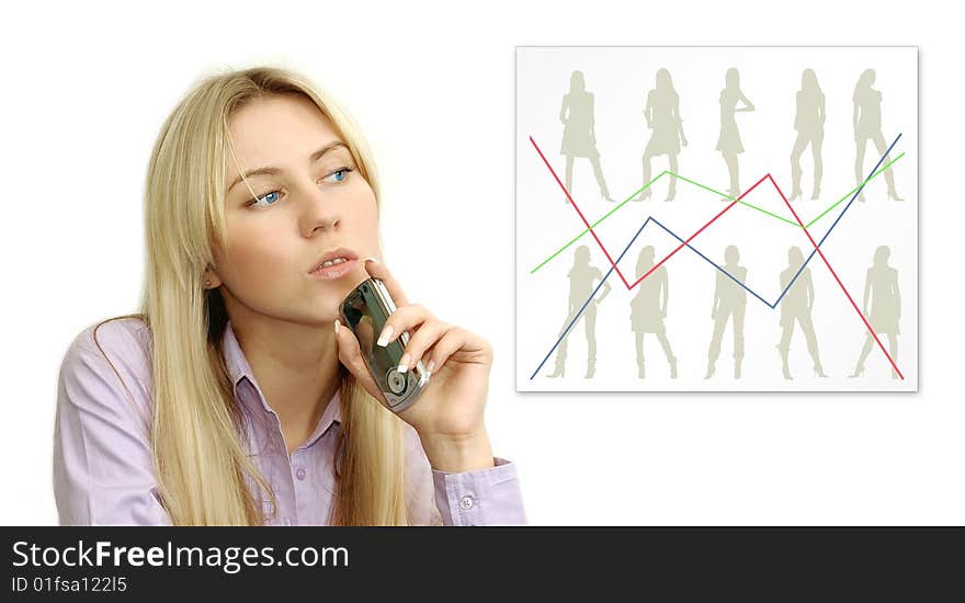 Portrait of beautiful business women with phone