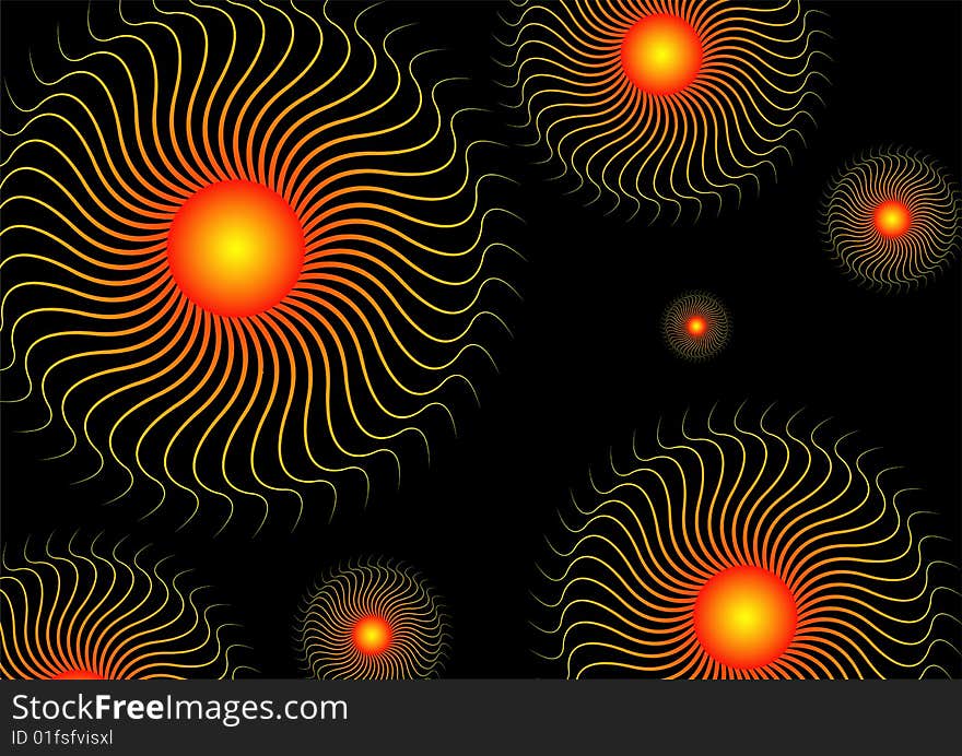 Black abstract background with orange elements