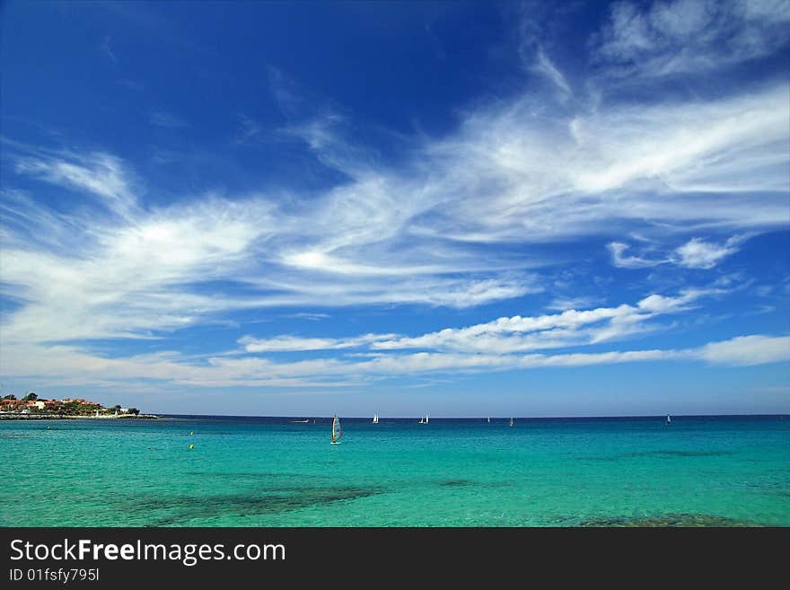 blue water in Corsica island. blue water in Corsica island