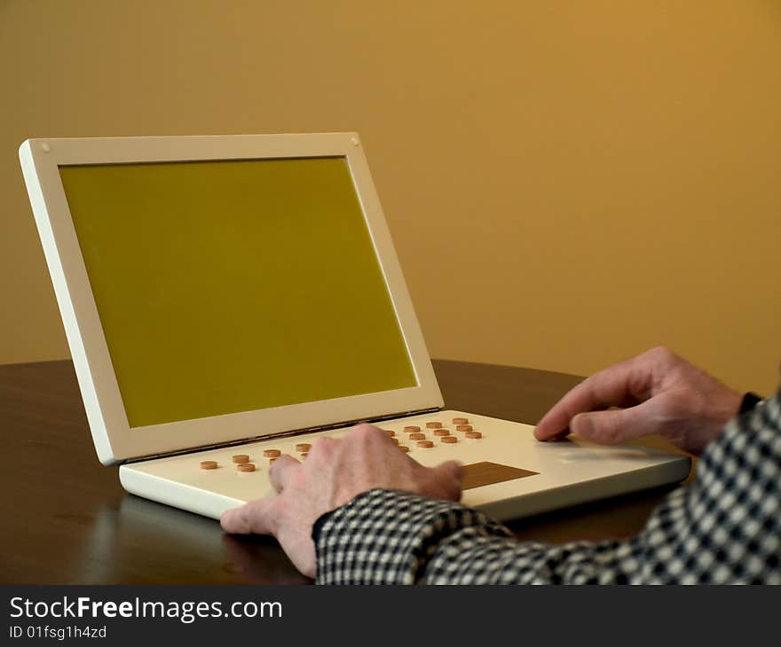 A man used a unbranded concept laptop. A man used a unbranded concept laptop.