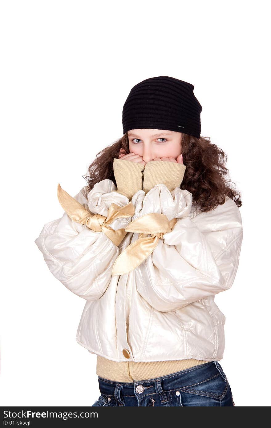 Young girl isolated on white backgroung