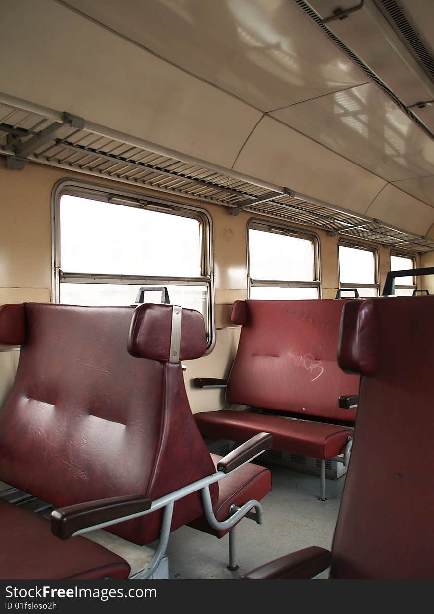 Interior of common train carriage. Interior of common train carriage