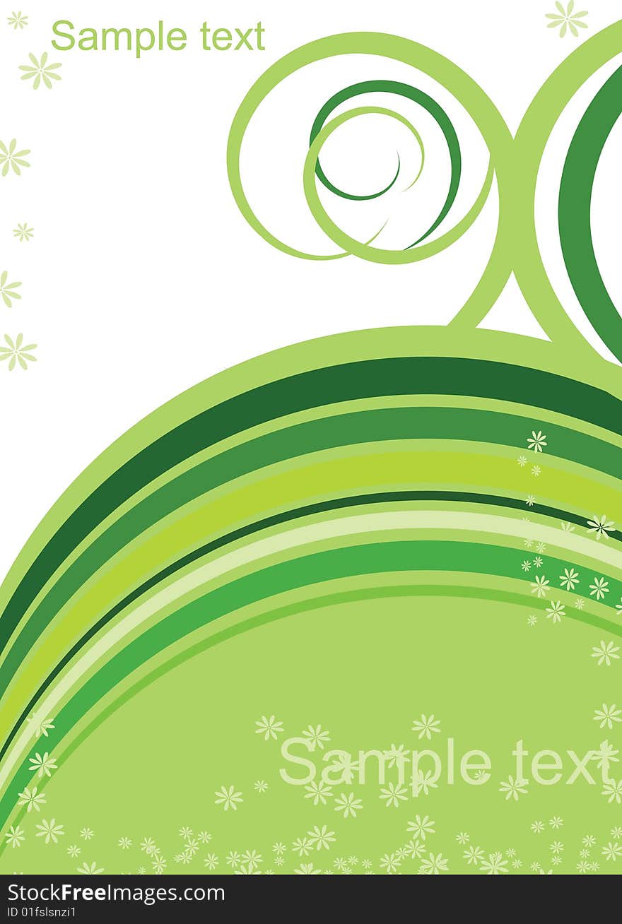 Decorative green flourishes background with space for text. Decorative green flourishes background with space for text