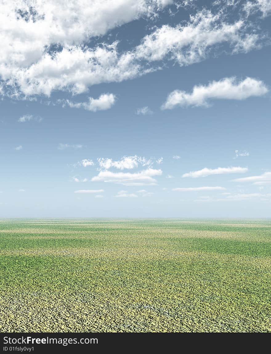 Beautiful rural landscape. 3d image. Beautiful rural landscape. 3d image