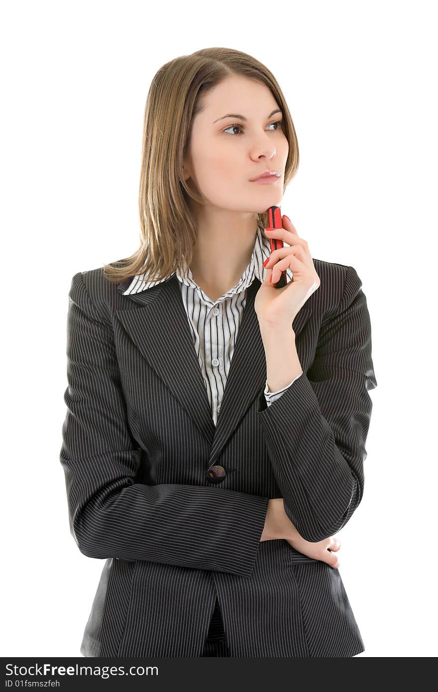 Young business woman with a mobile phone.