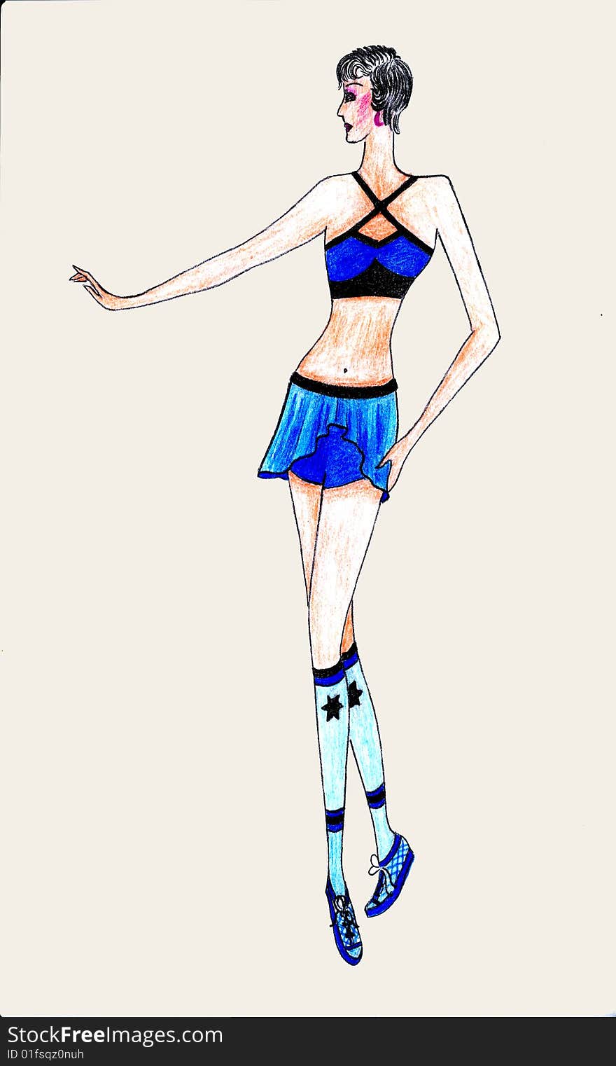 Beautiful illustration of gymnastics fashion girl