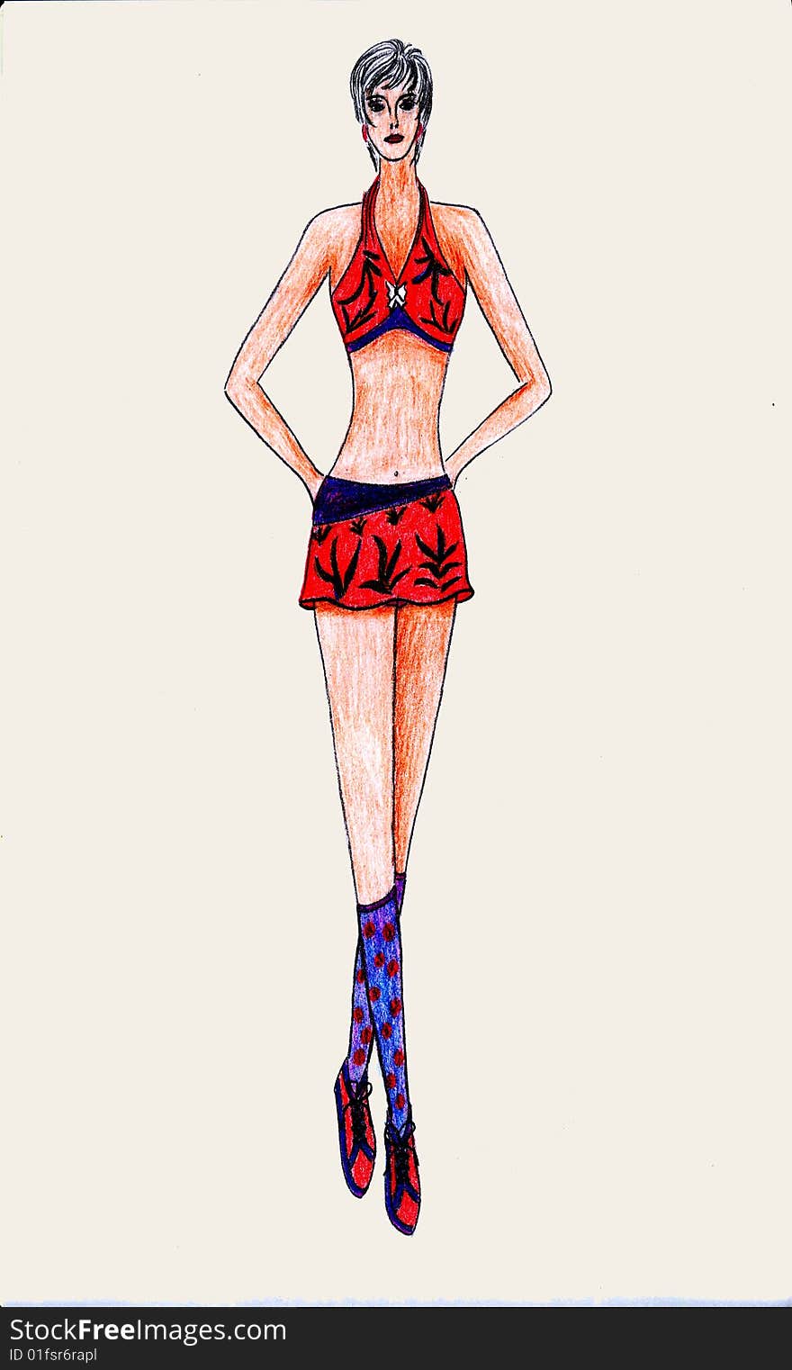 Beautiful illustration of gymnastics fashion girl