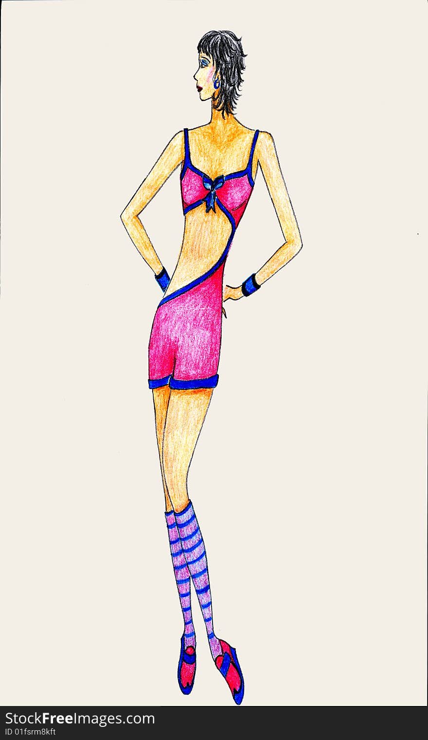 Beautiful illustration of gymnastics fashion girl