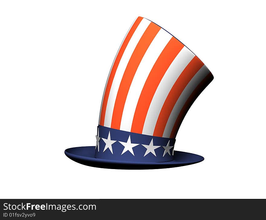 Cartoon Hat with American flag isolated on white background