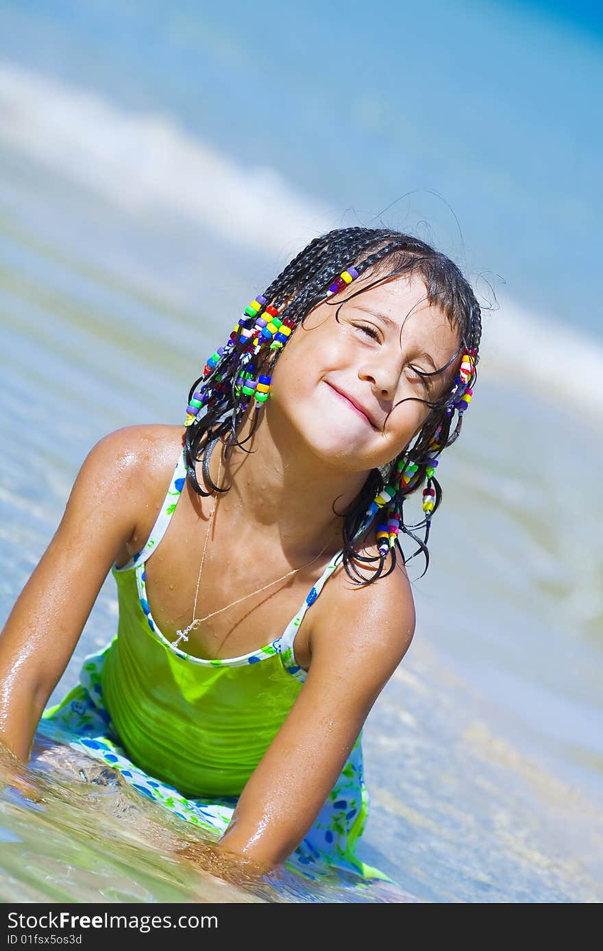 Portrait of little girl having good time in summer environment. Portrait of little girl having good time in summer environment