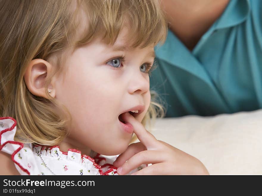 Close-up  portrait of  nice little girl having good time. Close-up  portrait of  nice little girl having good time