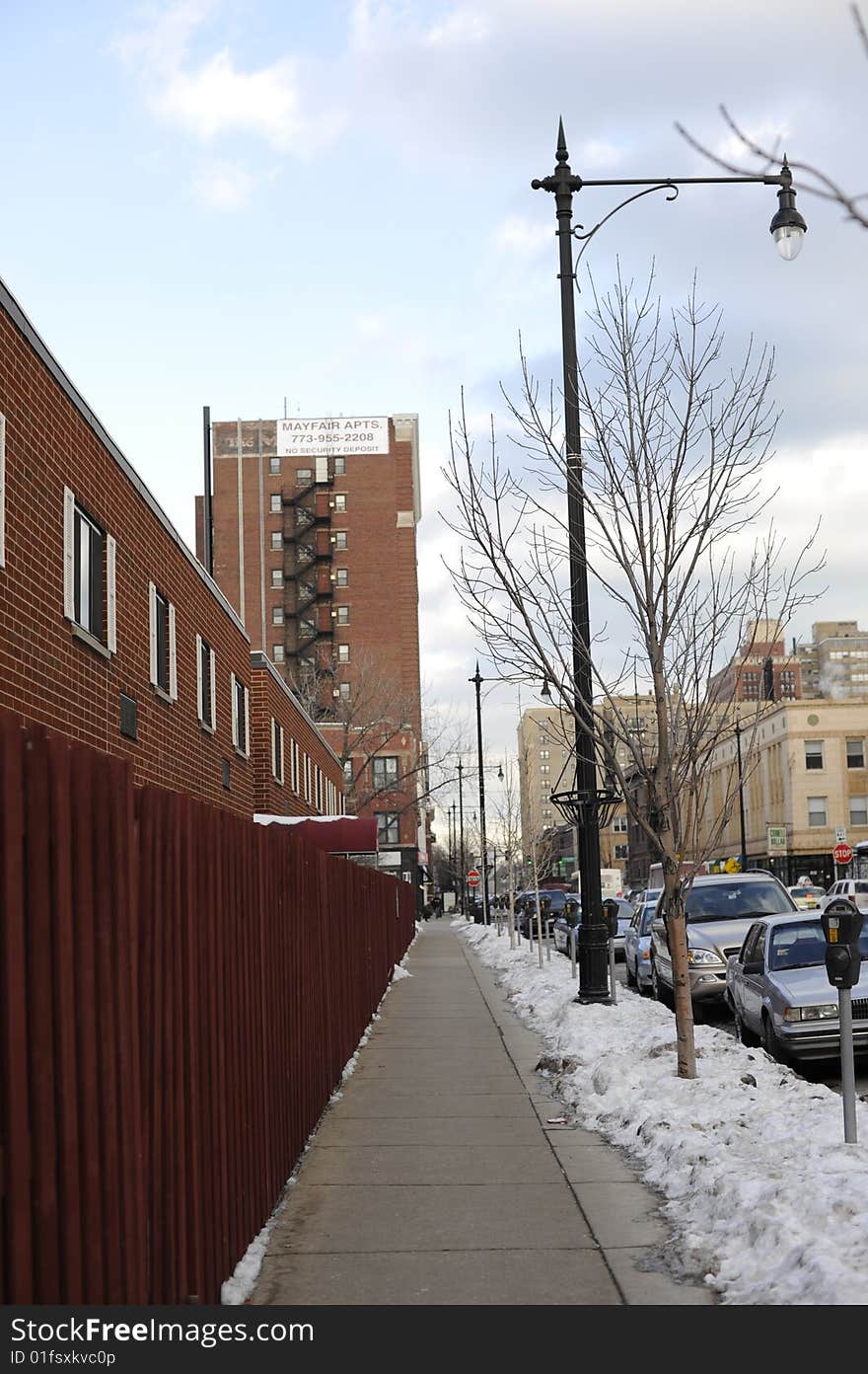 A street in south side Chicago in winter 1