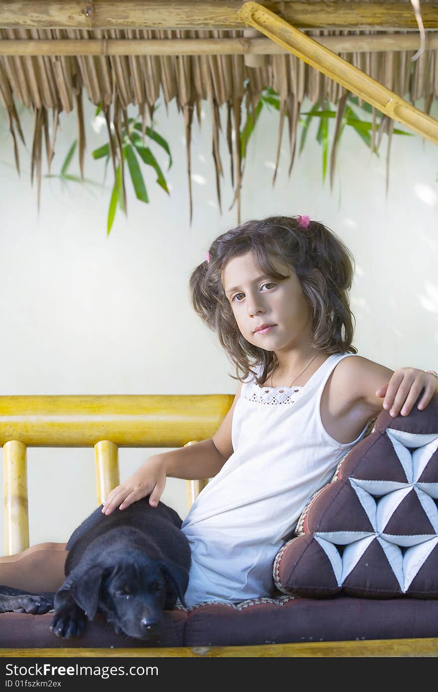 Portrait of little girl having good time in summer environment. Portrait of little girl having good time in summer environment