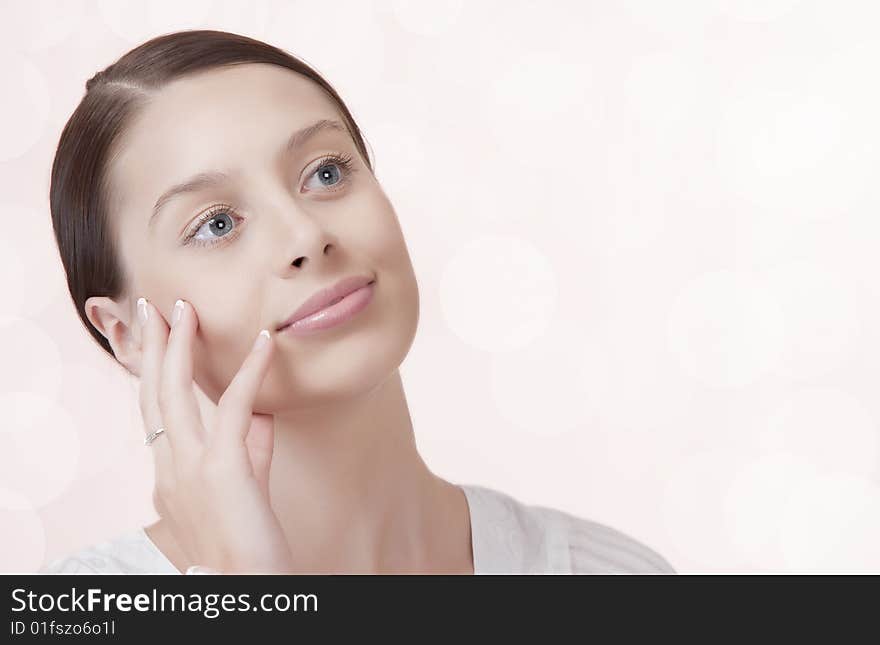 Portrait of young beautiful woman on pink background. Portrait of young beautiful woman on pink background