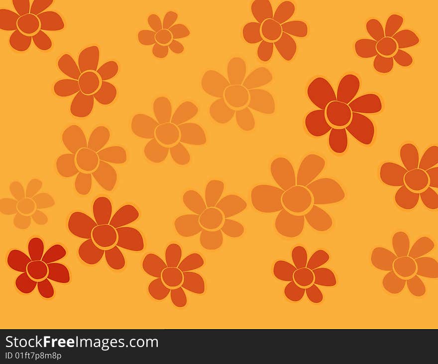 Many red and orange flowers on orange backround. Many red and orange flowers on orange backround.