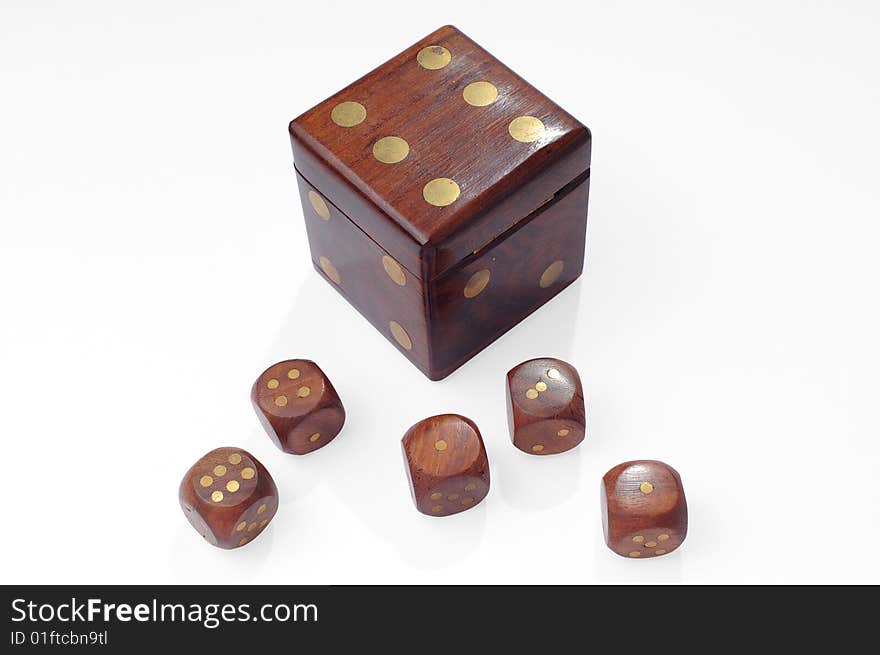 Wooden playing dice