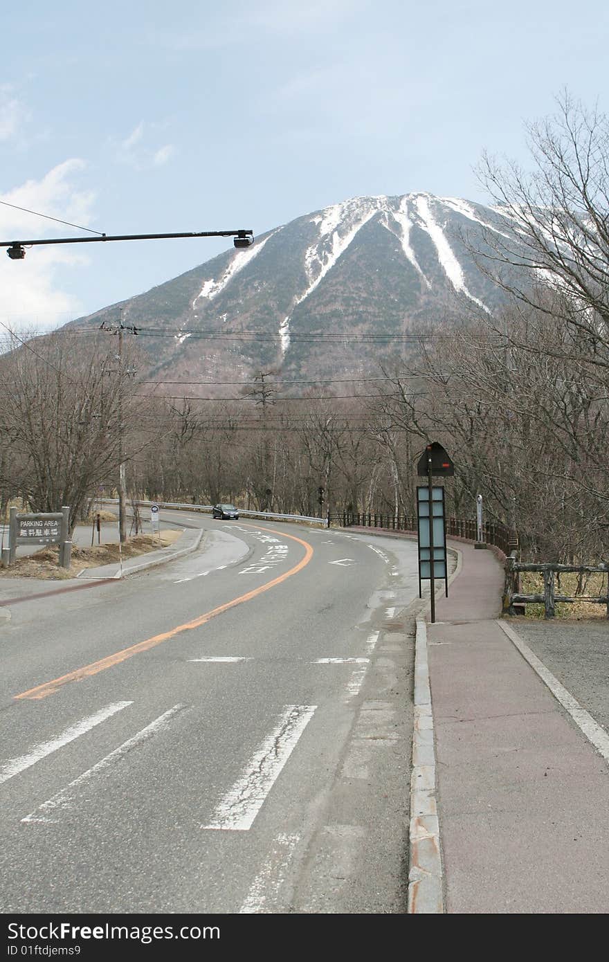 The Mountain road. Spring landscape. The Nature to Japan. The Mountain road. Spring landscape. The Nature to Japan.