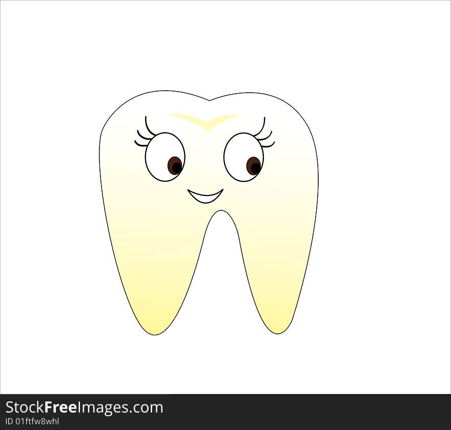 Beautiful tooth on white background