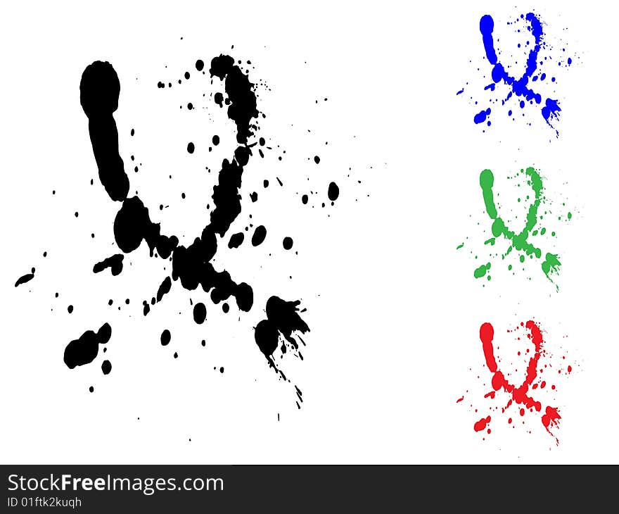 Vector illustrated ink splash in various colors