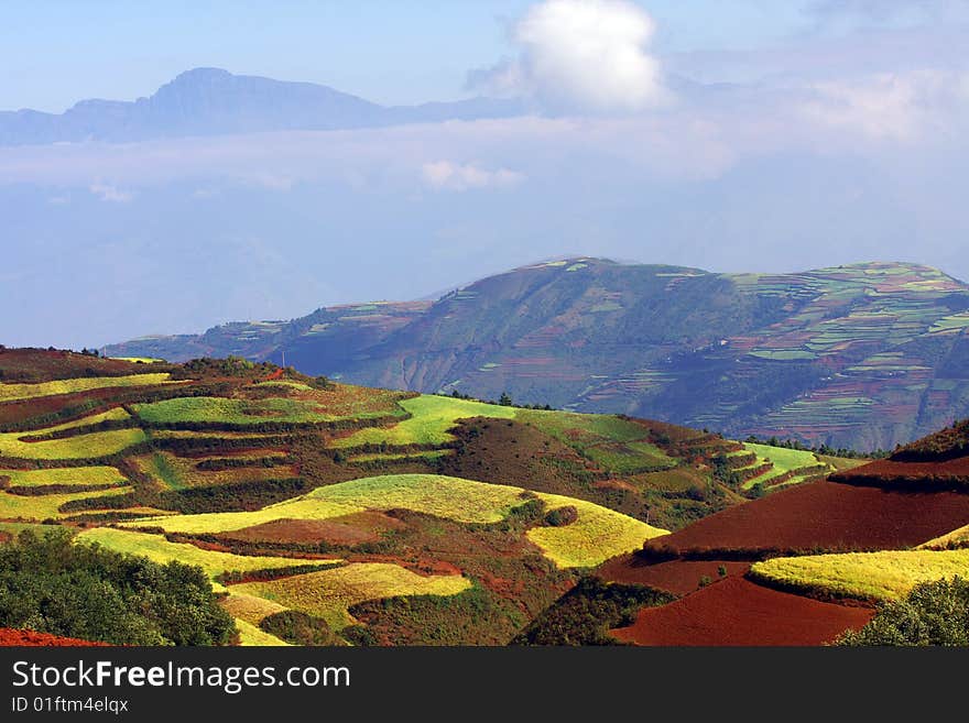 Continuous mountains in yunan of china