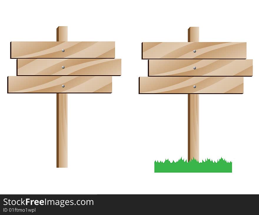 Vector illustration of wooden road signs. Vector illustration of wooden road signs