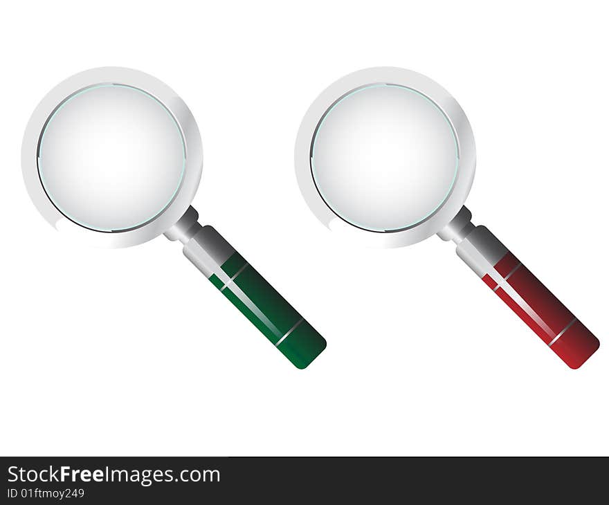 Vector illustration of two magnifiers