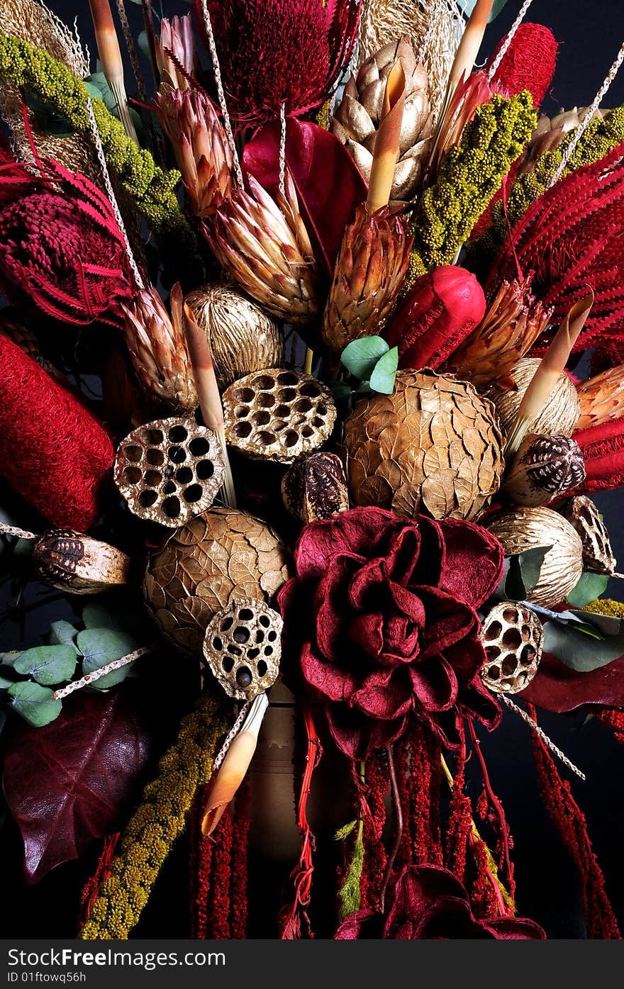 Flowers arrangement over black background