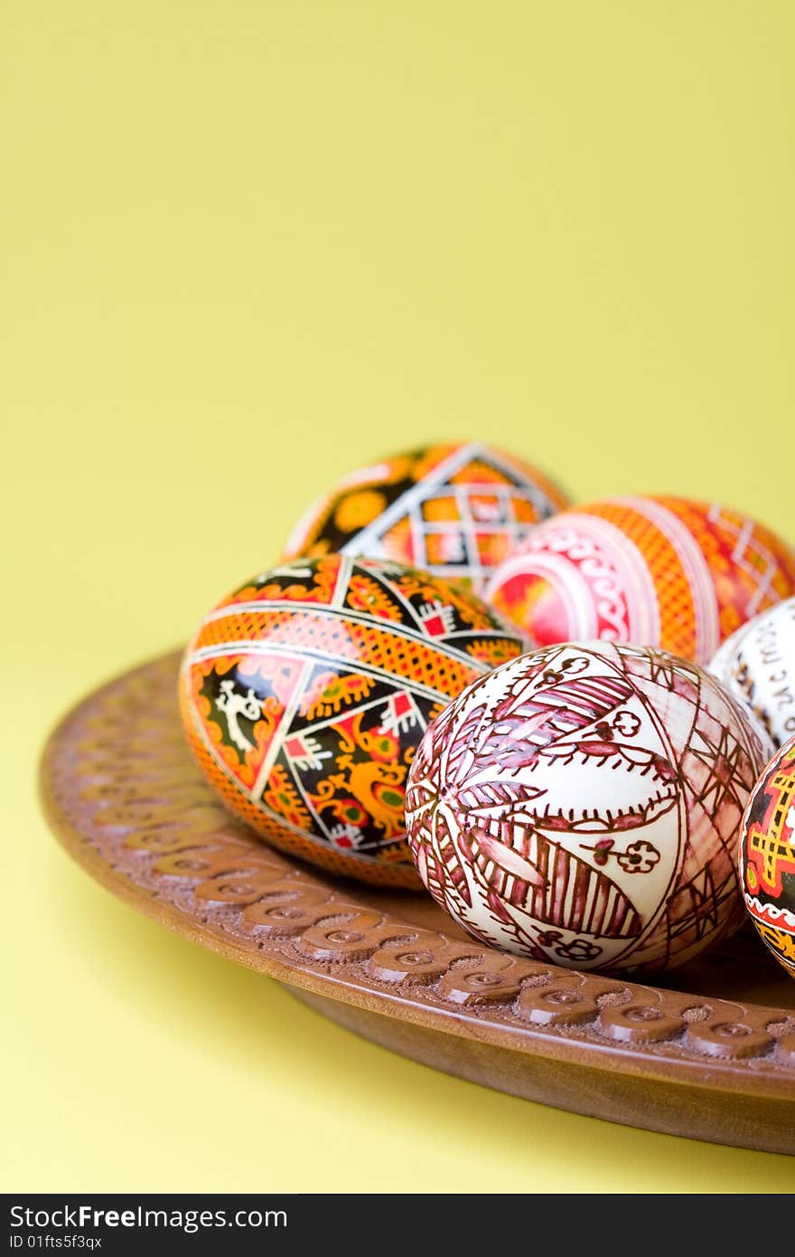 Celebratory dish with easter eggs and cake