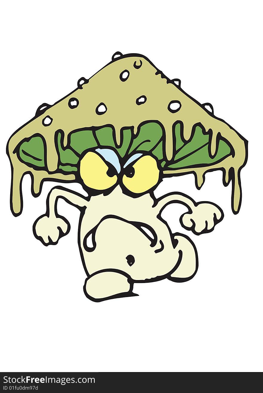 Angry green mushroom all wet