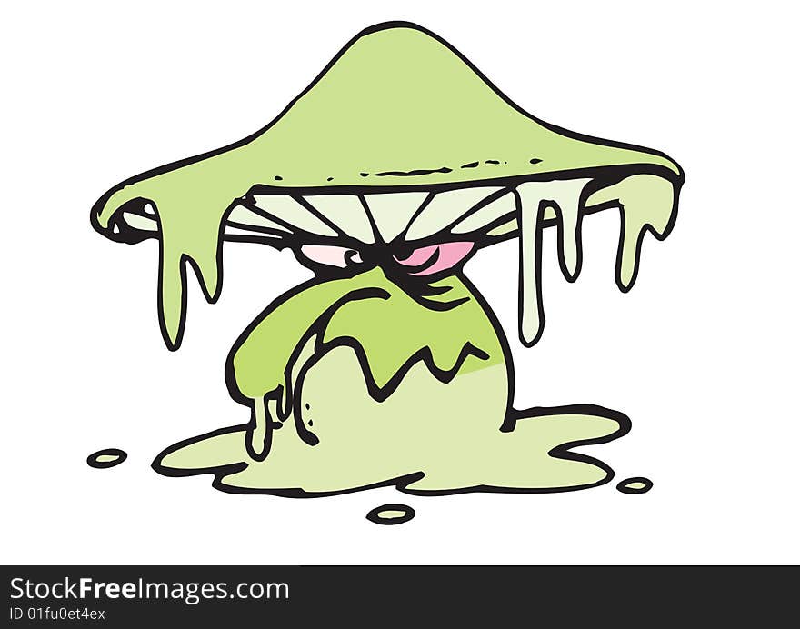 Angry green mushroom all wet