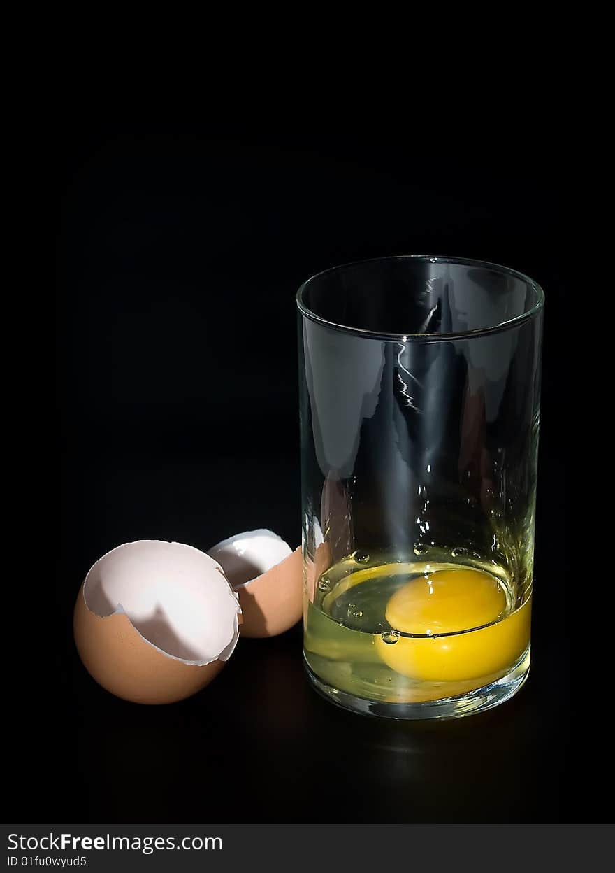 Transparent glass with egg