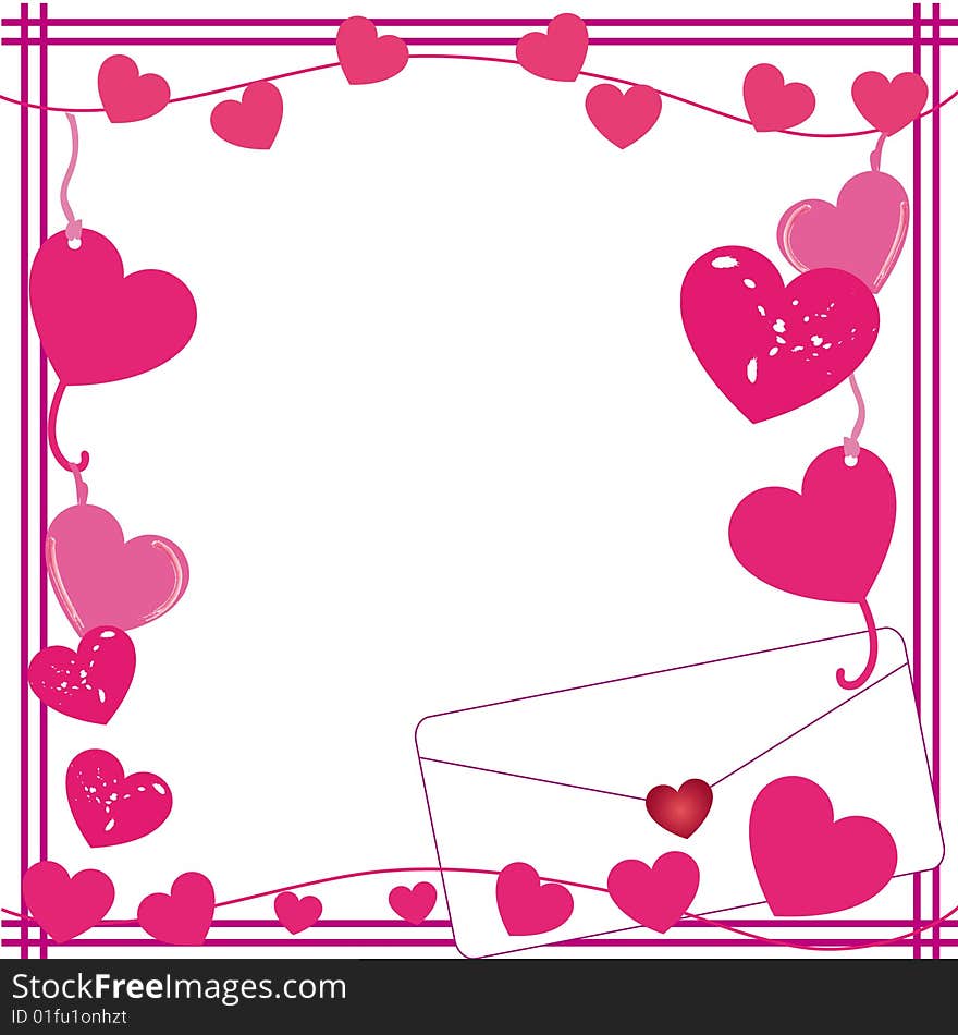 Valentine Love Letter border of love and envelopes elements