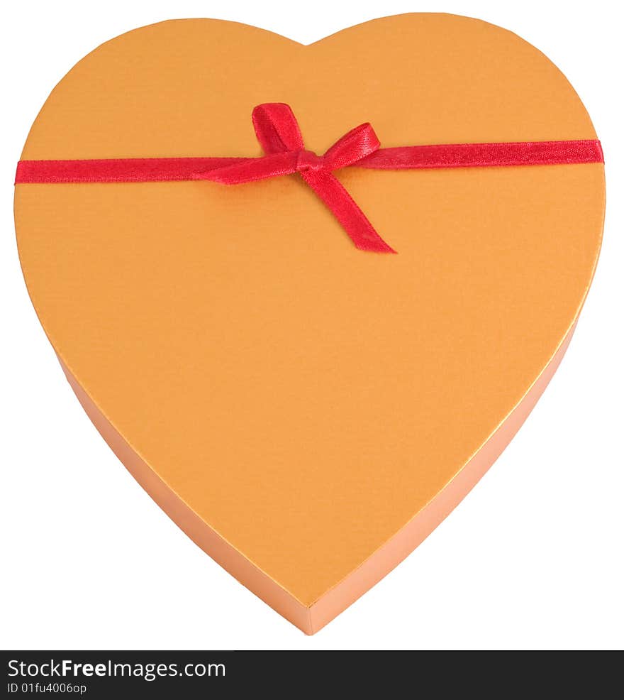 Heart Shaped Golden Chocolate Box With Ribbon