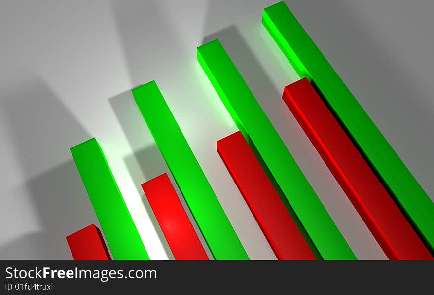 Red and green bars showing good wealth. Red and green bars showing good wealth