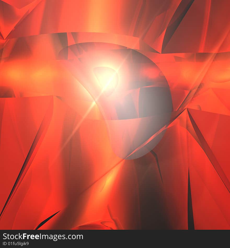 3d render of leaf above red abstract texture