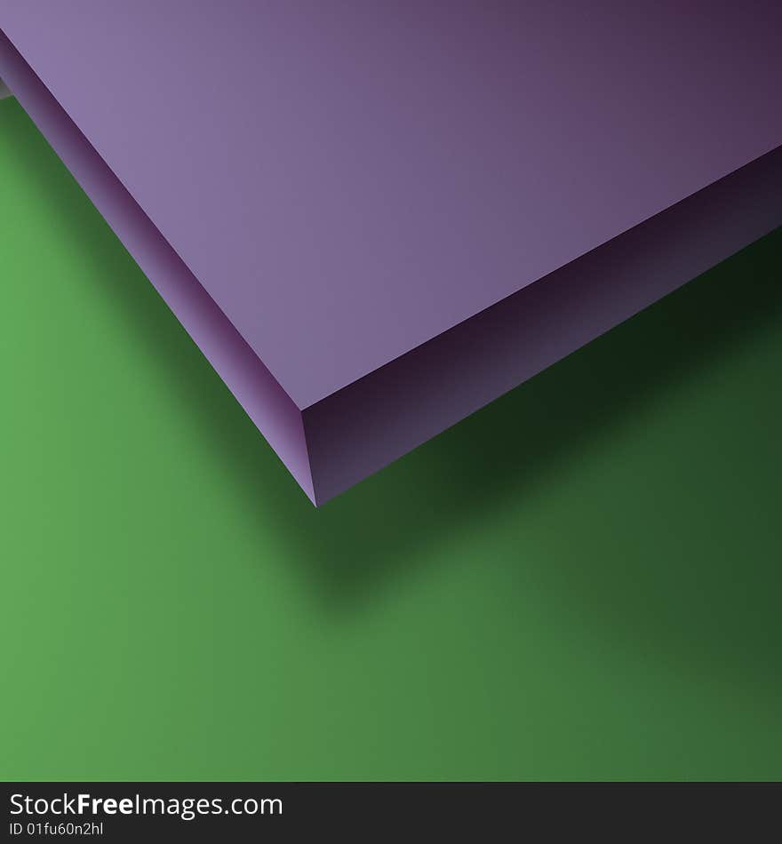 3D render of purple panel on green background. 3D render of purple panel on green background