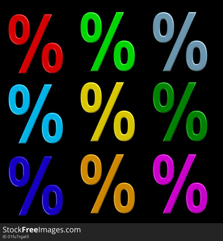 Percent symbols isolated on black