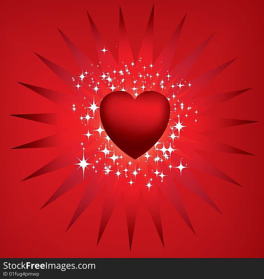 Red starburst heart and stars