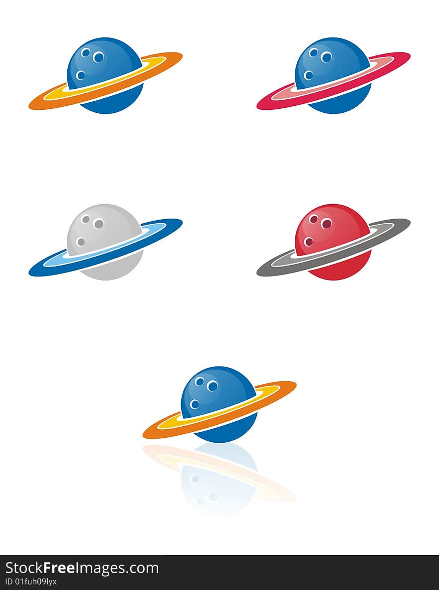 Set of 5 bowling planets