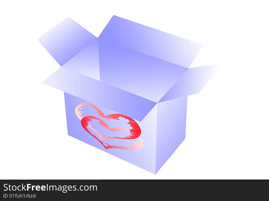 Blue box white background isolated