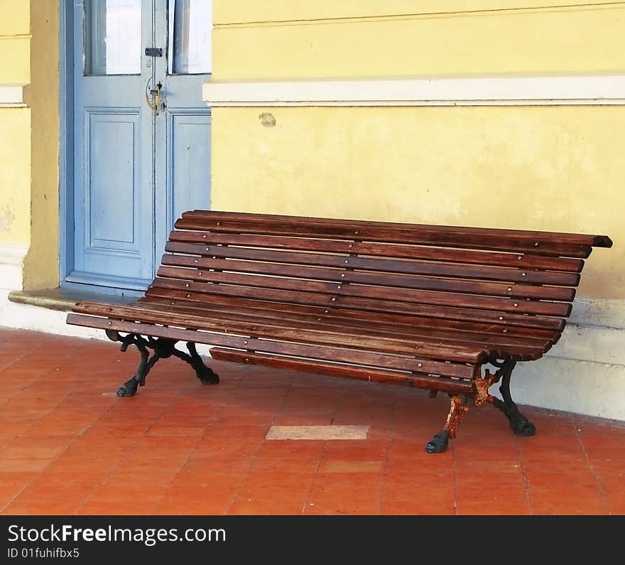 An old train station bench.