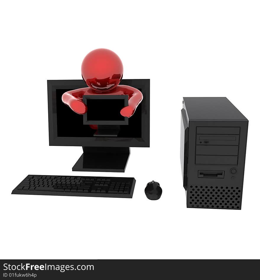 Person in computer