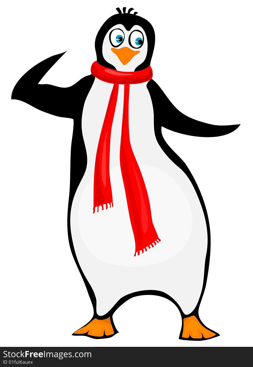 Dancing penguin isolated on white