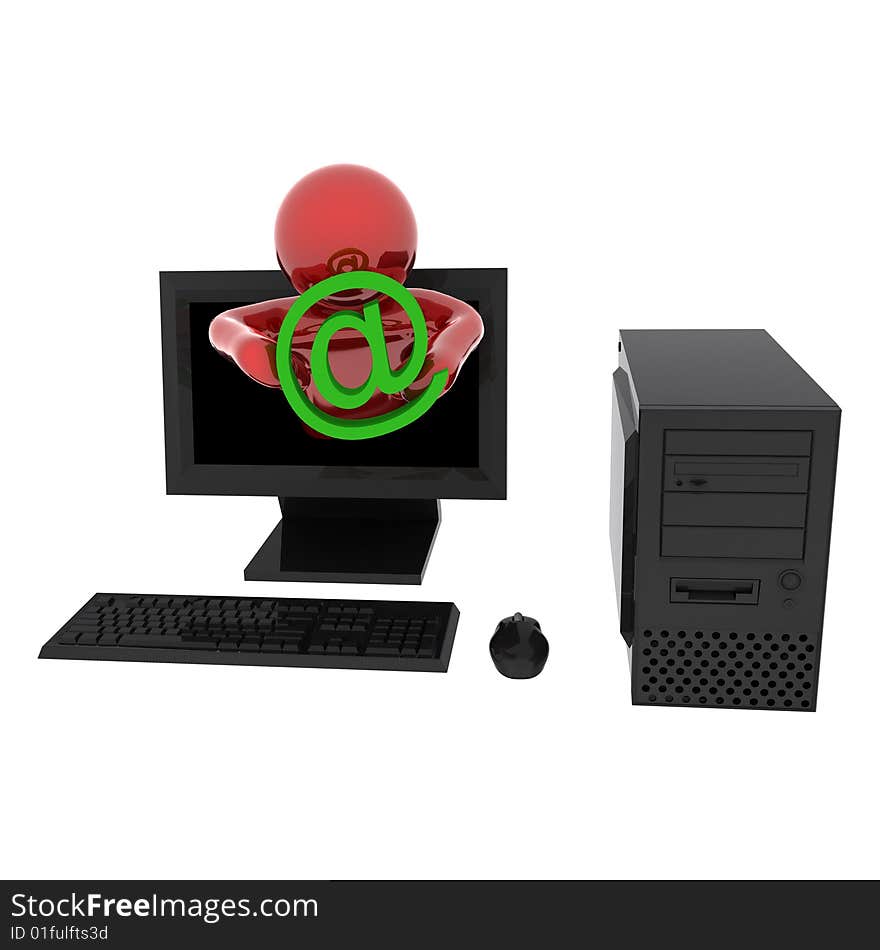 Person in computer