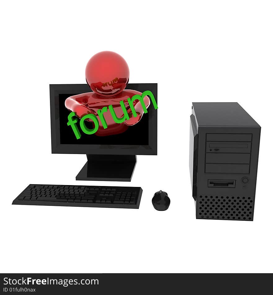 Person In Computer With Text