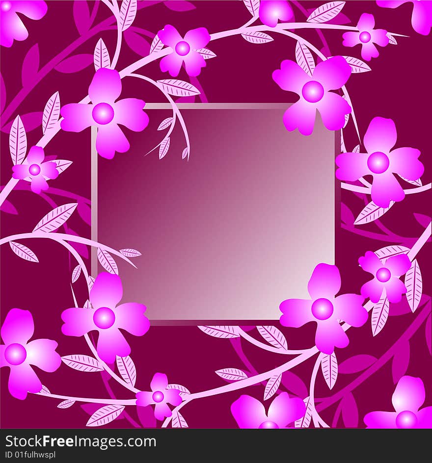 Floral frame background, blue flowers