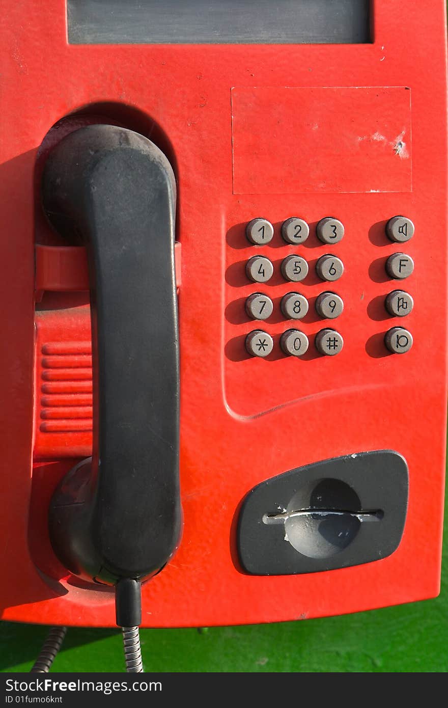 Stationary telephone on street in St. Petersburg, Russia